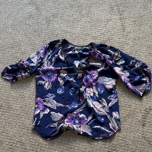Yumi Kim Navy Floral Top with Purple and Lavender Print